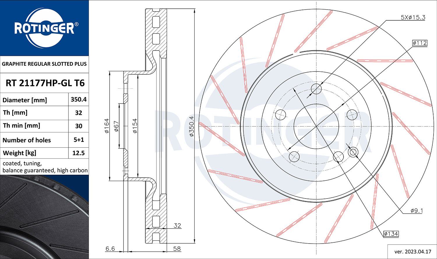 ROTINGER Féktárcsa, mind RT21177HP-GLT6_ROT